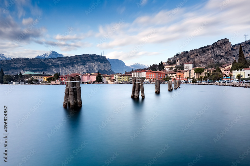 The marina of Torbole on Lake Garda. Trento province, Trentino Alto-Adige, Italy, Europe.
