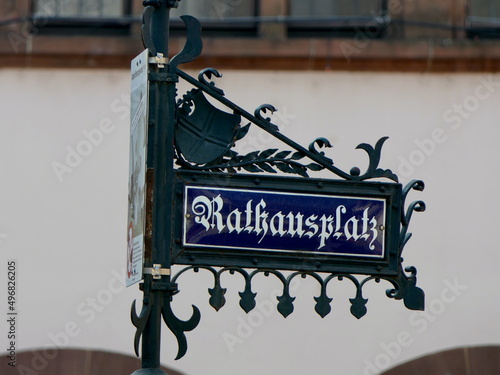 Straßenschild Rathausplatz Freiburg photo