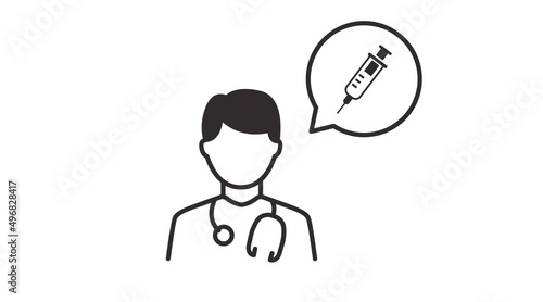 Doctor and Vaccine Icon. Vector isolated editable illustration