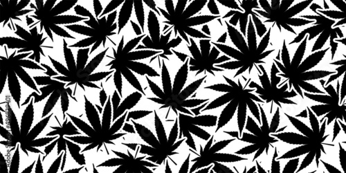 Weed seamless pattern Marijuana vector cannabis leaf scarf isolated plant flower repeat wallpaper tile background illustration design