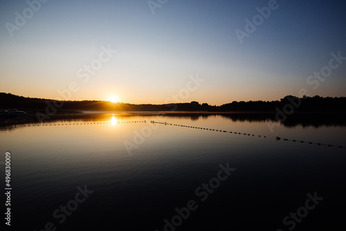 Sunset on the lake in Przybrodzin  Poland