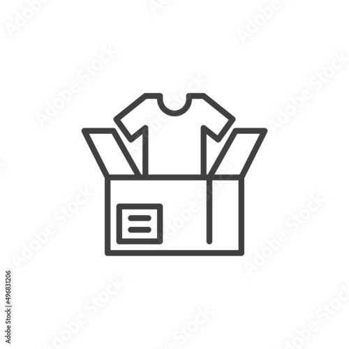 Donation box with clothes line icon