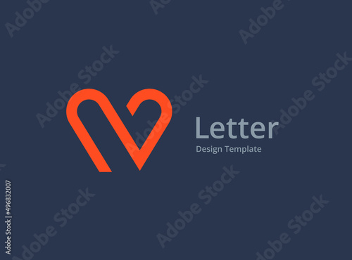 Letter V with heart logo icon design template elements