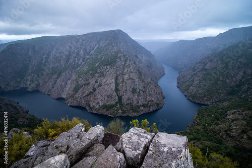 Panoramic of an impressive viewpoint of the Sil Canyon in the Ribeira Sacra, Galicia