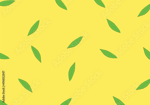 Leaf pattern on yellow background. vector illustration texture foliage For use cover, graphicwallpaper, backdrop. photo