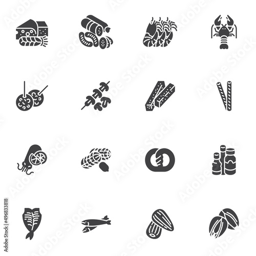 Beer snacks vector icons set