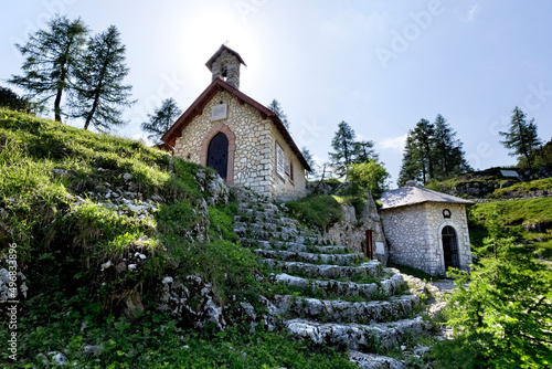 The church of Mount Lozze and the ossuary in memory of the battle of Mount Ortigara. 