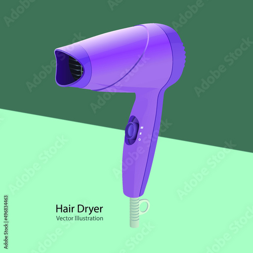 Vector illustration of a purple hairdryer