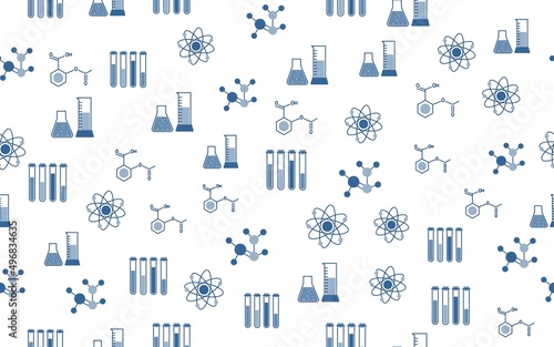seamless pattern with elements on the topic of chemistry