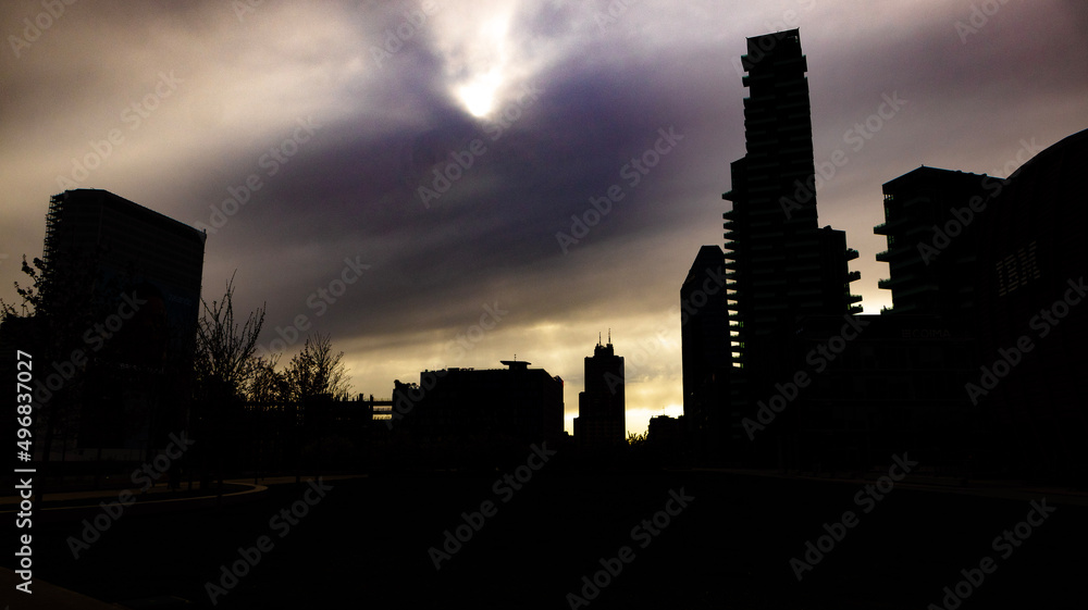 silhouette of the city, Milan, Italy