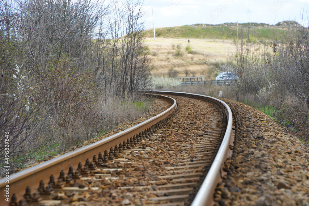 rails. railway embankment. photo during the day. rails. railway embankment. photo during the day.