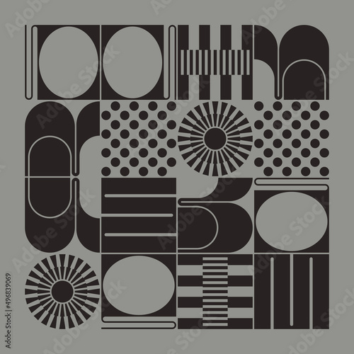 Brutalist Art Inspired Vector Pattern Graphics Made With Bold Abstract Geometric Shapes