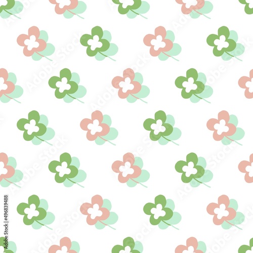 Abstract Seamless Pattern with Four Leaf Clover Vector Graphic Flat Design