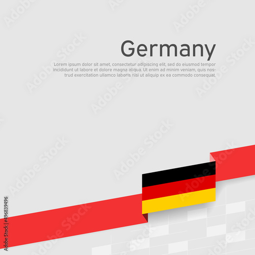 Germany flag background. Ribbon in colors of germany flag on white background. National poster. Vector tricolor flat design. State germanic patriotic banner, cover
