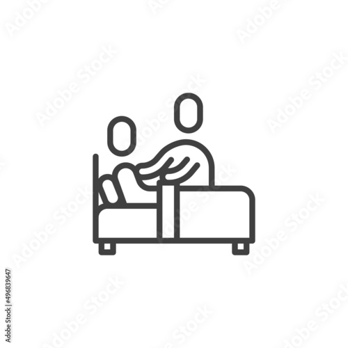 Caregiver nursing home line icon
