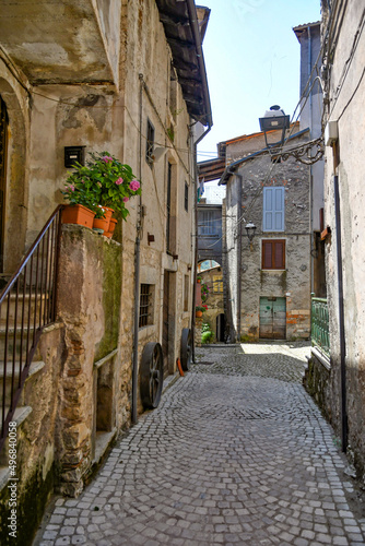 Narrow street in Carpineto Romano, an Italian village near Rome, Italy photo