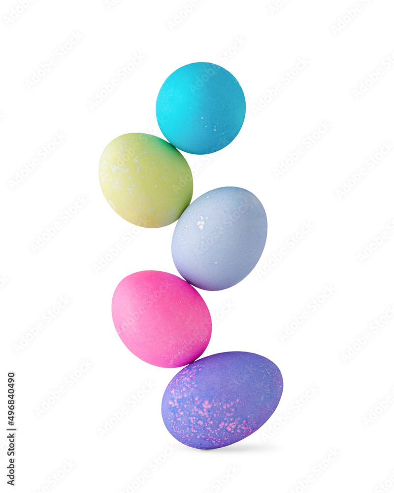 Easter eggs stand on top of each other, isolate