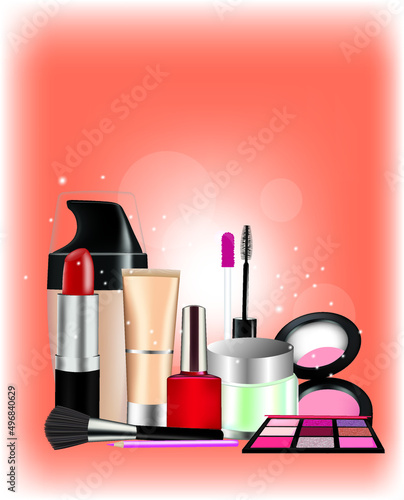 Cosmetic set background, vector illustration