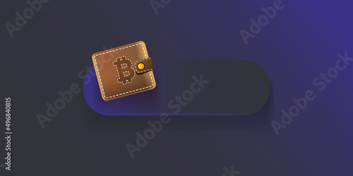 Cryptocurrency wallet concept illustration with wallet and crypto coins isolated on grey background. Crypto wallet landing page and poster design template. Crypto wallet for bitcoin, solana, ethereum