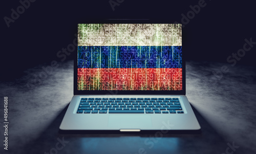 Obraz na plátně Russian propaganda or troll farm factory. Cyber warfare