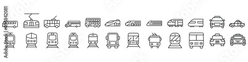 Public transport icon vector set. Travel illustration sign collection. journey symbol or logo.
