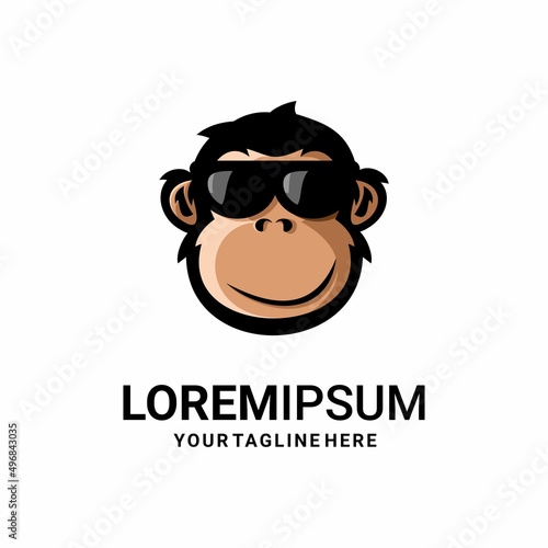 Photography cute monkey logo illustration vector