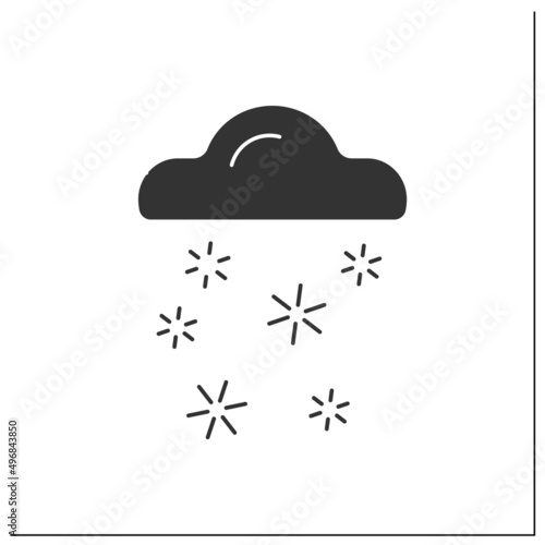 Snow glyph icon. Snowy. Winter typical weather. Snow falling from the sky. Weather concept.Filled flat sign. Isolated silhouette vector illustration