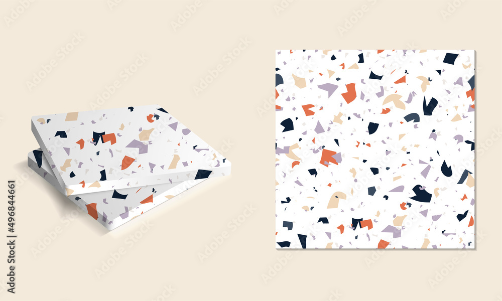 Vector seamless pattern Terrazzo. Abstract textured with small pieces of broken marble, tile, glass. Modern stone background for print, interior decor, paper, branding, web design. Coasters mockup Vector seamless pattern Terrazzo. Abstract textured with small pieces of broken marble, tile, glass. Modern stone background for print, interior decor, paper, branding, web design. Coasters mockup