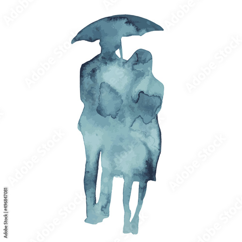 Love. storyCouple.Watercolor love silhouette.Love story on white background.