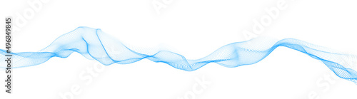 Abstract dynamic smooth wave. Sound wave concept. Futuristic particle flow on a white background. Digital impulse equalizer technology. Vector illustration.