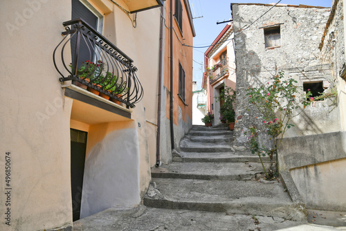 Narrow street in Acri, a village in Calabria, Italy.
