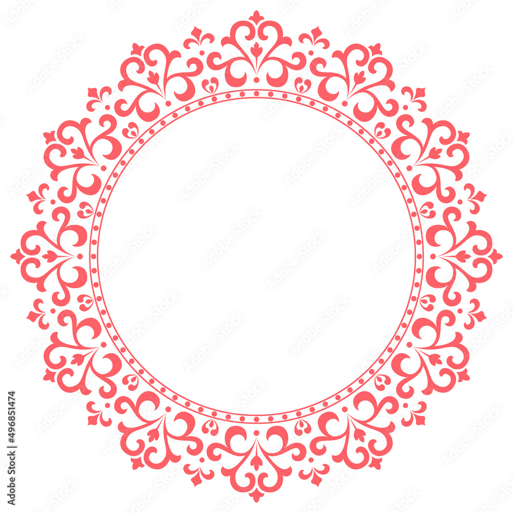 Decorative frame Elegant vector element for design in Eastern style, place for text. Floral pink and white border. Lace illustration for invitations and greeting cards Decorative frame Elegant vector element for design in Eastern style, place for text. Floral pink and white border. Lace illustration for invitations and greeting cards