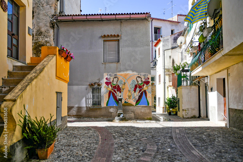 Narrow street in Diamante, a village in Calabria, Italy.