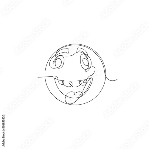 continuous line drawing smile emoticon face illustration vector