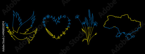 Flag of Ukraine in the form of a dove of peace. The concept of peace in Ukraine. Vector illustration isolated