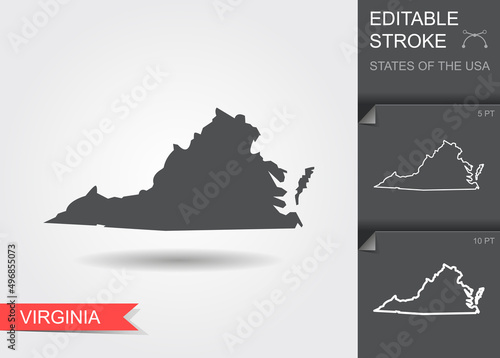 Stylized map of the U.S. state of Virginia vector illustration