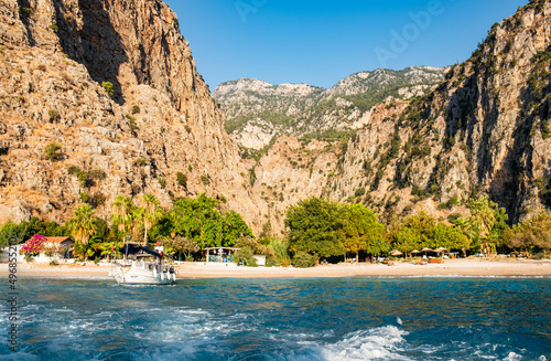 The Butterfly Valley (kelebekler vadisi) in Oludeniz and Fethiye in western Turkey. You can only reach this valley by boat or rock climbing. Mugla Turkey