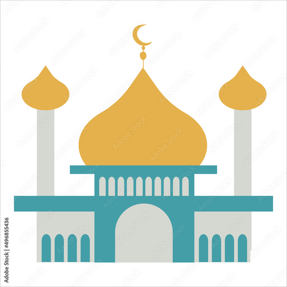 Mosque on a white isolated background. Flat style.	