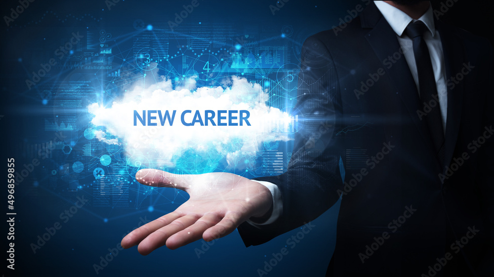 Fototapeta premium Hand of Businessman holding motivational message