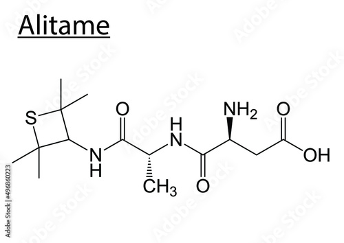 Vector of the chemical molecule structure of Alitame (Sweetener)  on a white background
