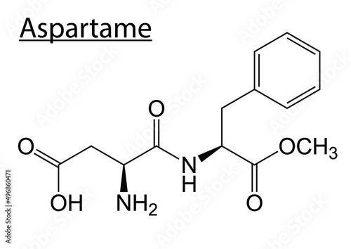 Vector of the chemical molecule structure of Aspartame (Sweetener) on a white background photo