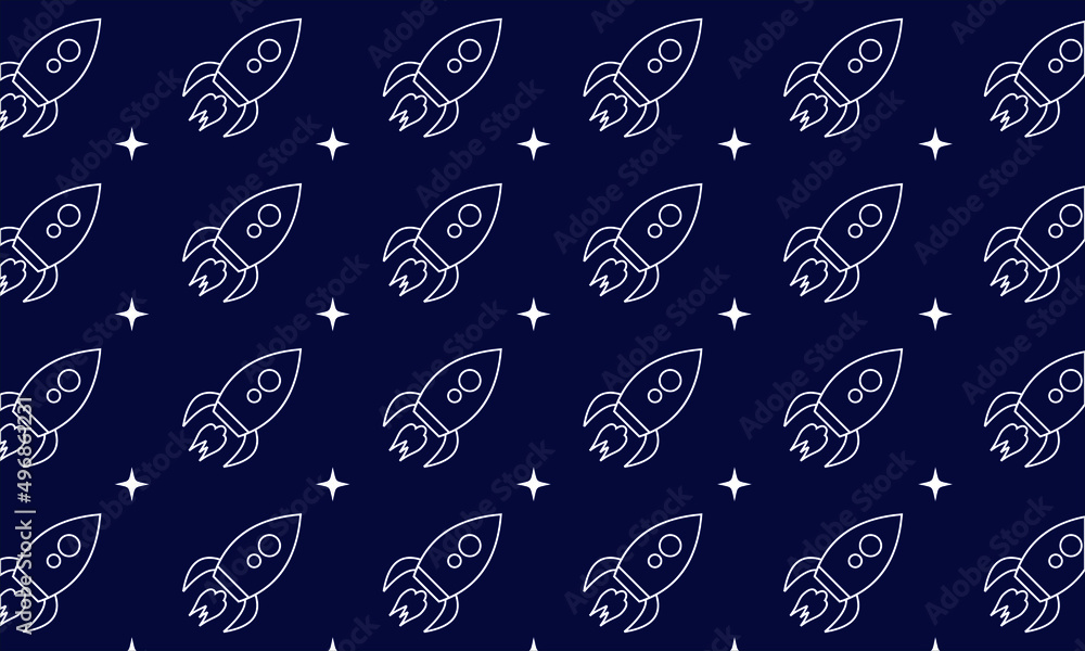 Editable flat rocket space ship seamless pattern Editable flat rocket space ship seamless pattern