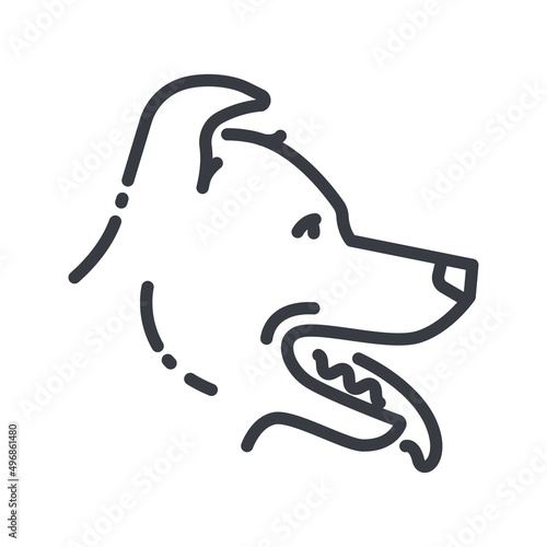 Vector dog line icon isolated on transparent background.