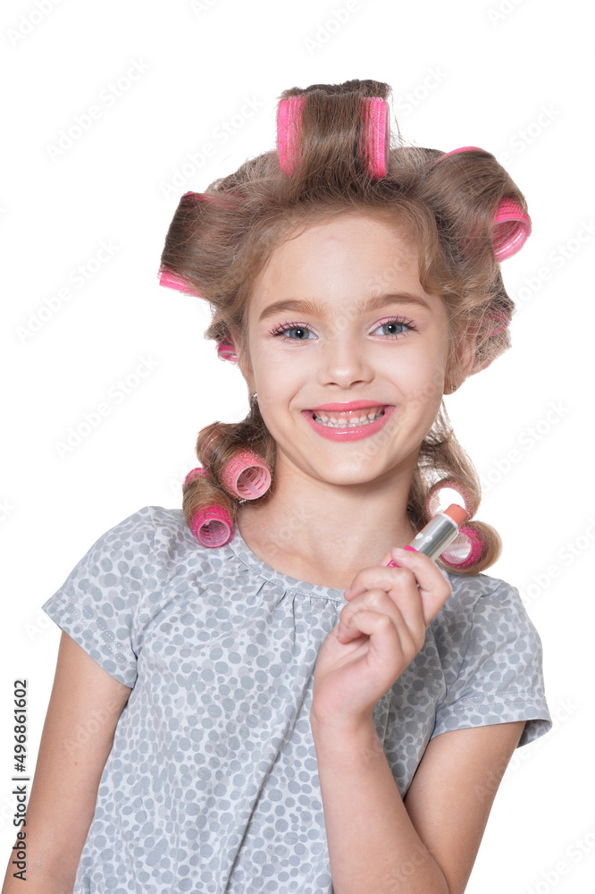 Portrait of happy little pretty girl isolated on white background Portrait of happy little pretty girl isolated on white background