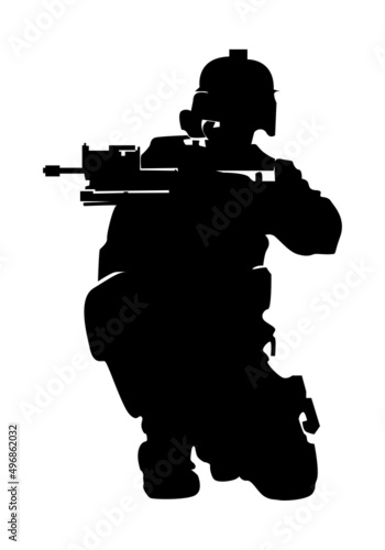 silhouette of a salute soldier in black and white. photo