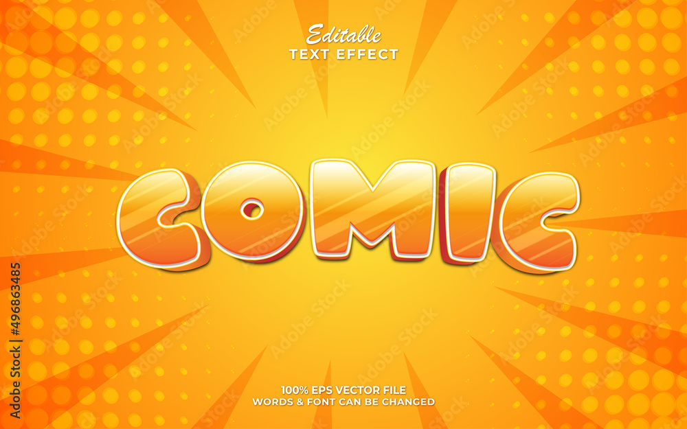 Comic 3d editable text effect and background.