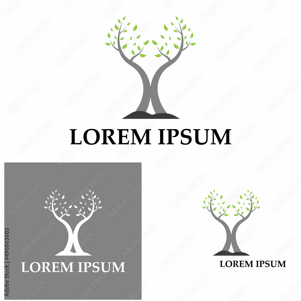 Obraz premium nature tree and antler logo concept design template