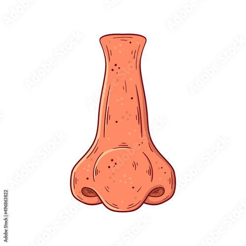 Human nose hand drawn cartoon simple vector illustration.