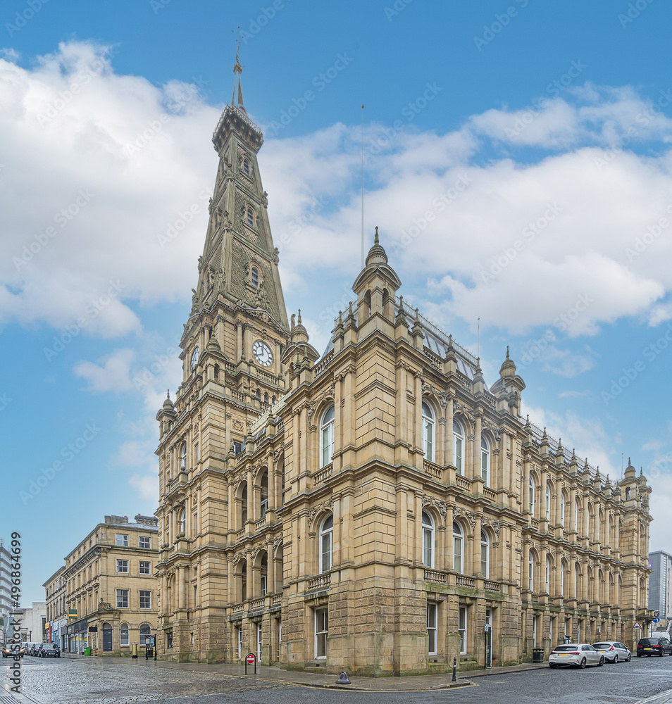 Halifax Town Hall in Calderdale Yorkshire England