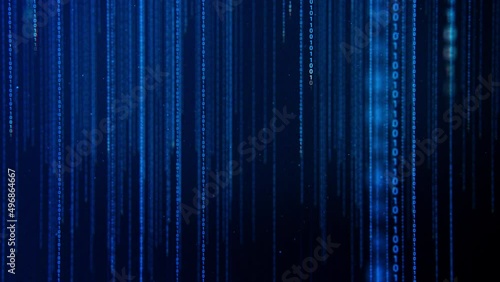 Blue Binary Code,Matrix Code, Falling Digital Symbols